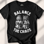 Balance The Chaos T-shirt - mindful power t-shirt - silent strength tee - centered rebel apparel - Karmitee urban zen in S - detail shot