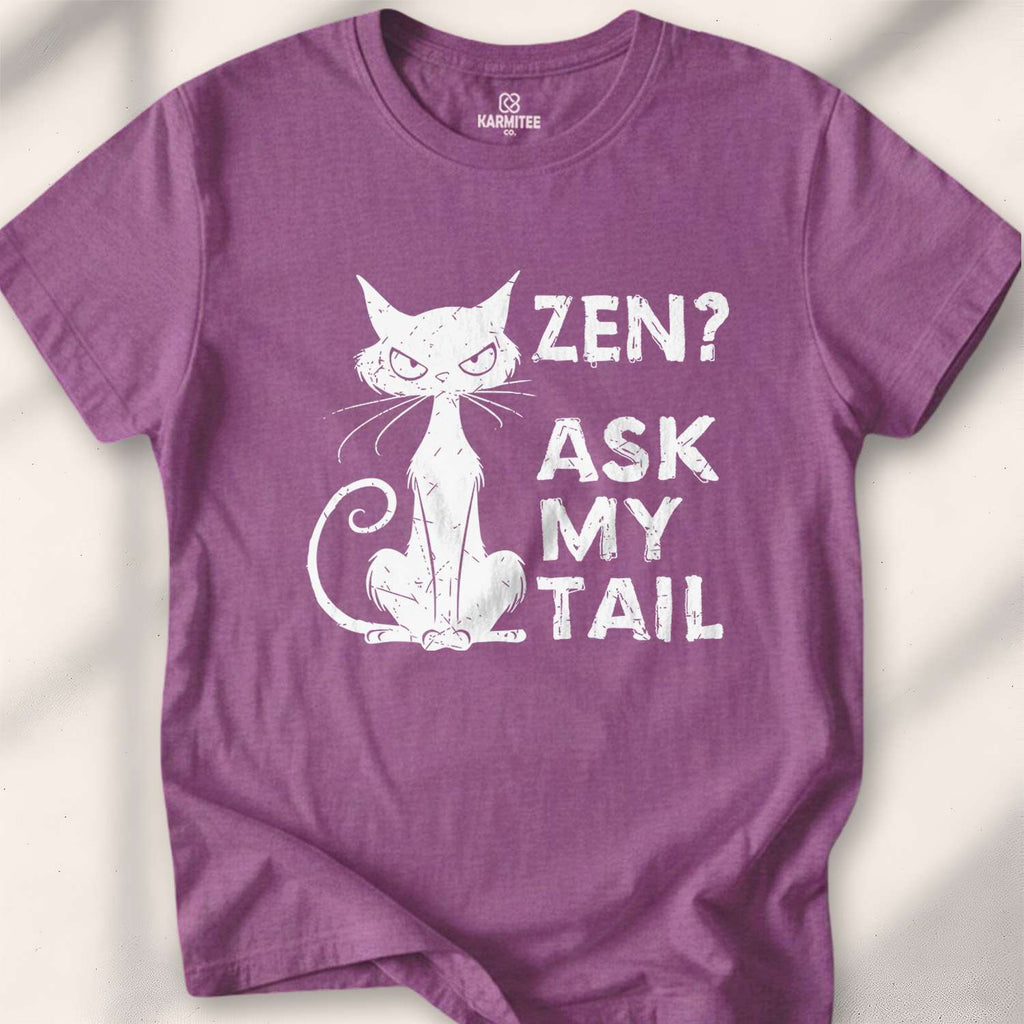 Zen Ask My Tail T-shirt - Heather Maroon