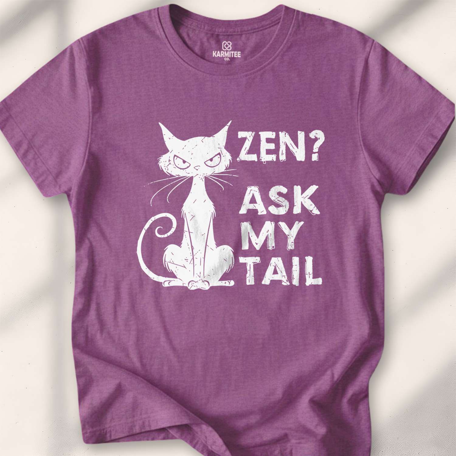 Zen Ask My Tail T-shirt - Heather Maroon