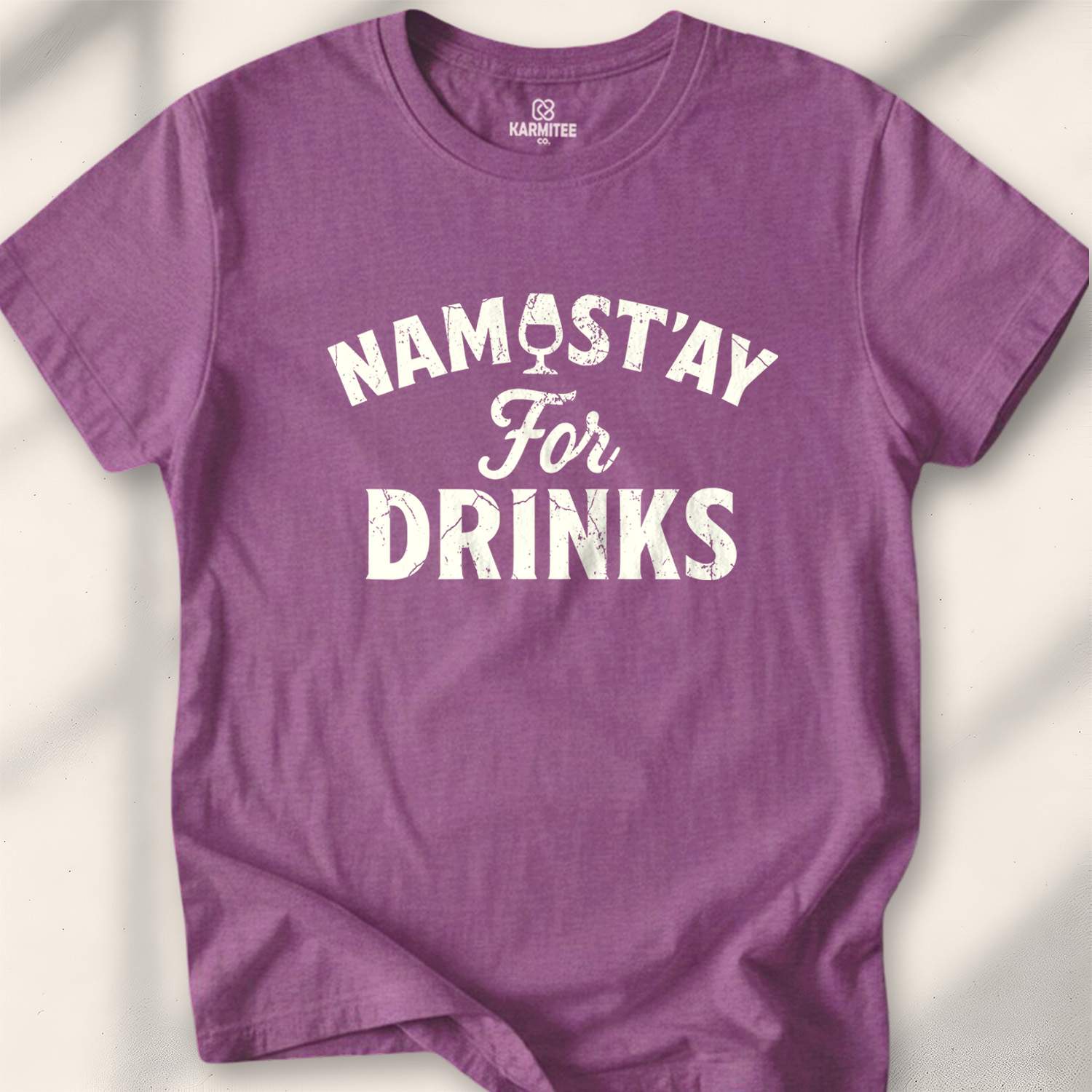 Namast'Ay For Drinks T-shirt - Heather Maroon