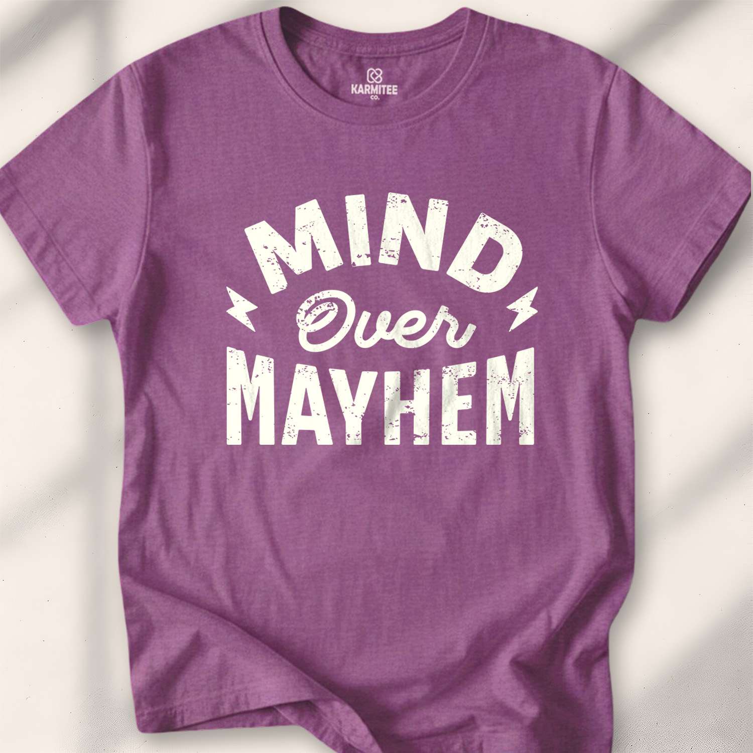Mind Over Mayhem T-shirt - Heather Maroon