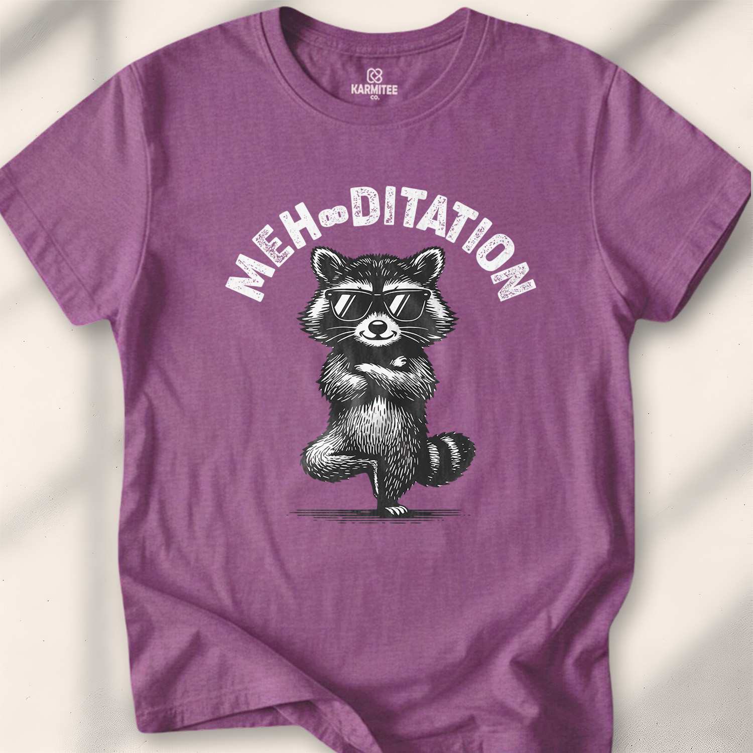 Meh-Ditation T-shirt - Heather Maroon
