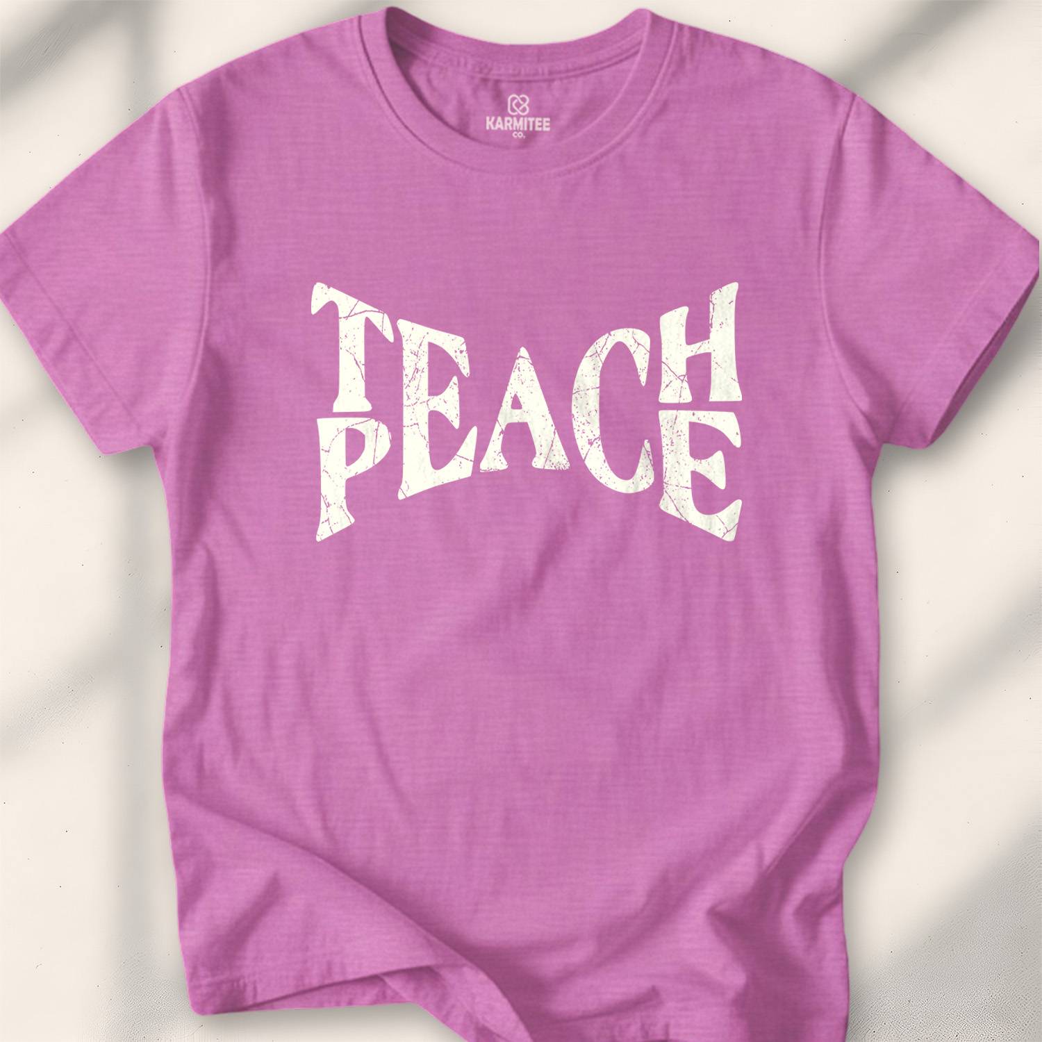 Teach Peace T-shirt - Heather Radiant Orchid