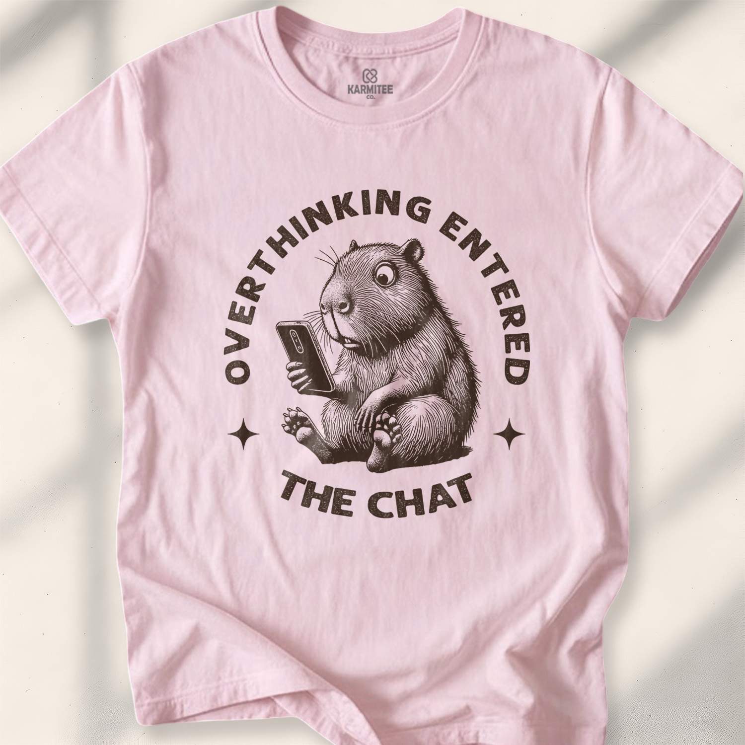 Overthinking entered the chat t-shirt - Light Pink
