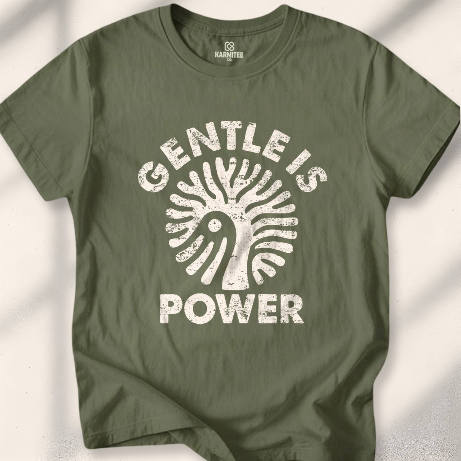 Gentle Is Power T-shirt - Military Green