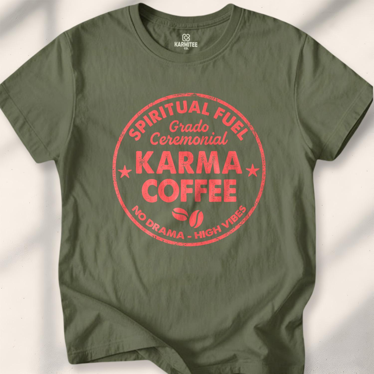 Karma & Coffee T-shirt - Military Green