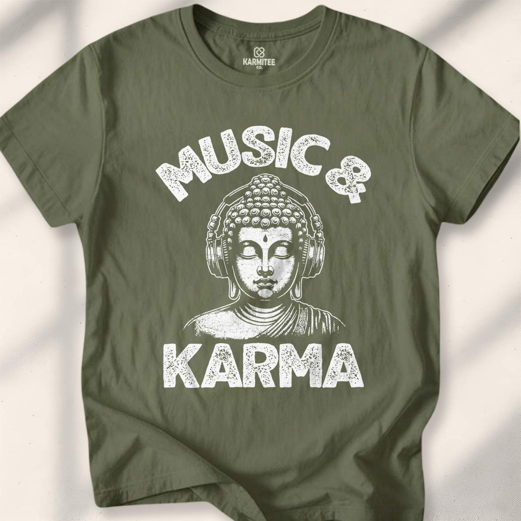 Music & Karma T-shirt - Military Green