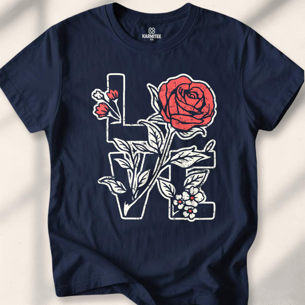 Love (With Roses Version) T-shirt - Navy