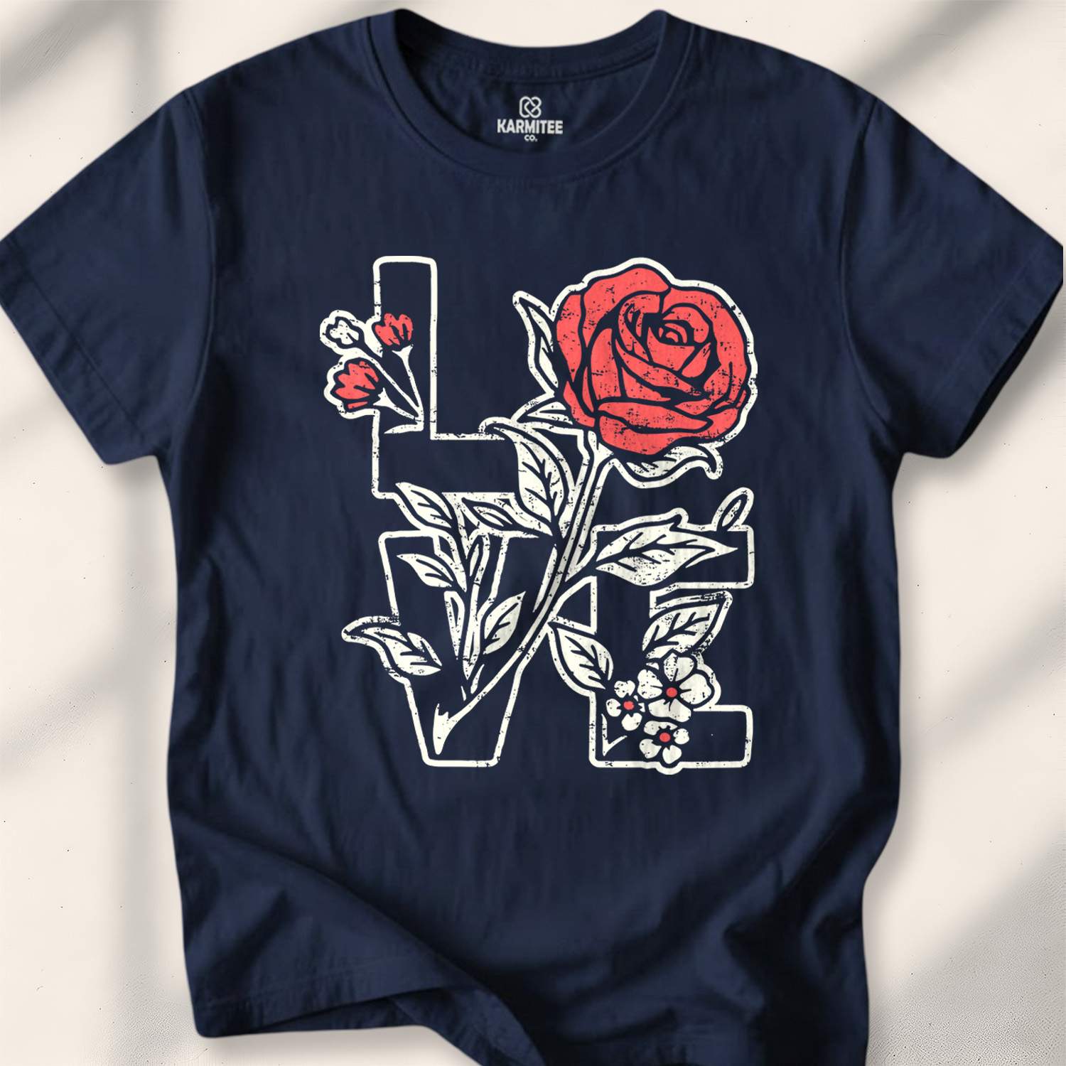 Love (With Roses Version) T-shirt - Navy