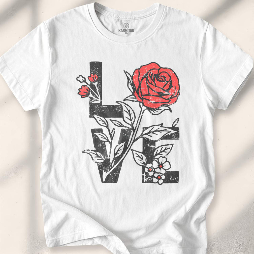 Love (With Roses Version) T-shirt - White